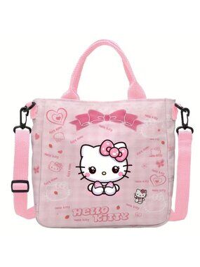 Hello Kitty Pink Crossbody Bag Kawaii Heart Bow Pastel Purse Detachable Strap